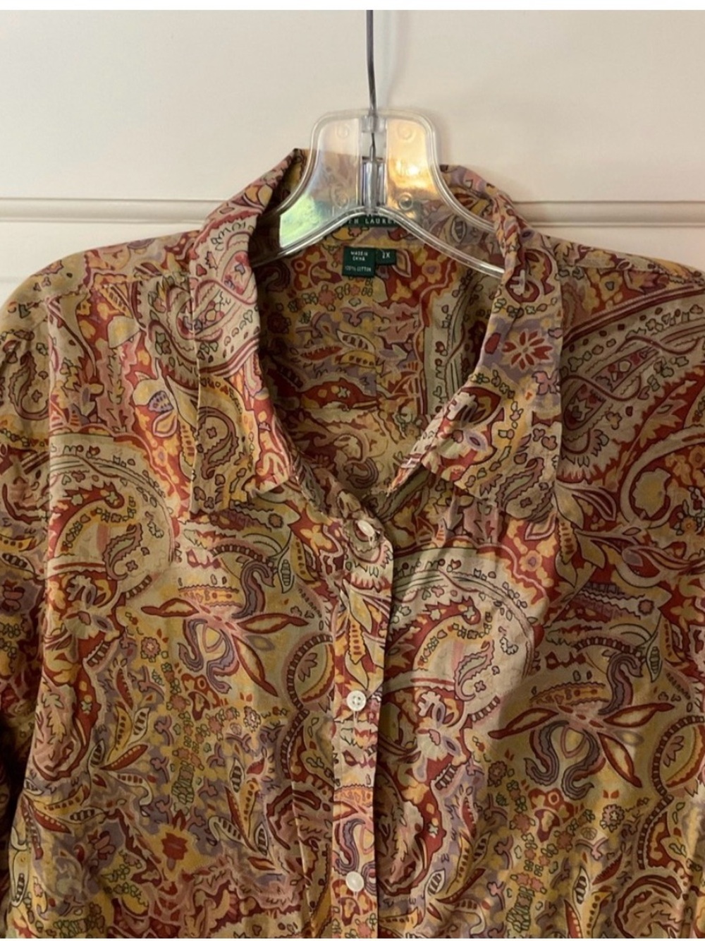 Lauren Ralph Lauren Brown Paisley Button-Up Shirt 2x